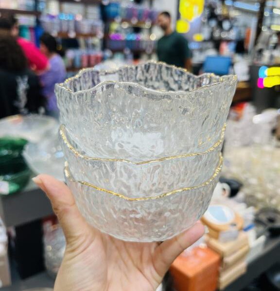 کاسه کریستالی وارداتی لب طلا برند دلی