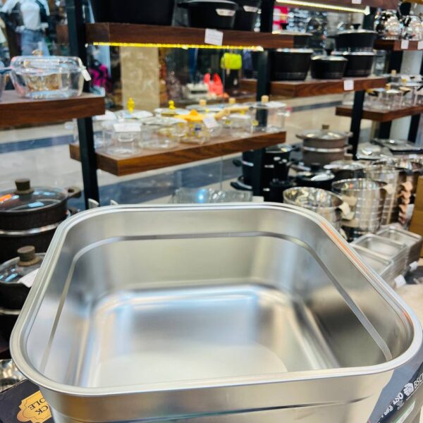 لگن مربع استیل نگیر ضد زنگ و رنگ ثابت وارداتی از چین در منطقه آزاد انزلی