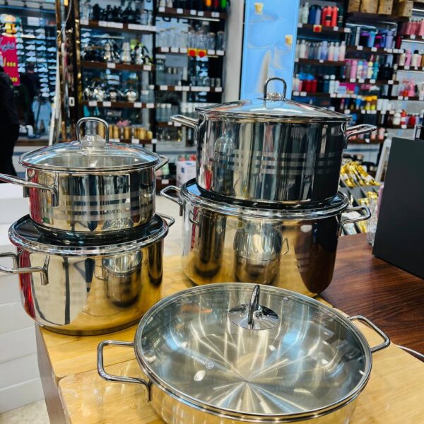 فروش عمده و تک سرویس قابلمه 10 پارچه استیل رنگ ثابت و ضد زنگ وارداتی از چین در فروشگاه تنها پیشتازان